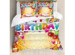 Copripiumino Abakuhaus Birthday, Vivid Balloons Cupcake, Antiacaro, Adatto A Chi Soffre Di Allergie, Con Federe, 155 Cm X 220 Cm - 80 X 80 Cm, Multicolore