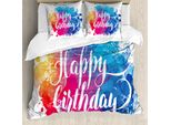 Abakuhaus Copripiumino Per Compleanno, Messaggio Di Compleanno Colorato, Antiacaro, Adatto A Chi Soffre Di Allergie, Con Federe, 200 Cm X 200 Cm - 80 X 80 Cm, Multicolore