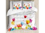Abakuhaus Copripiumino Per Compleanno, Wunderkisten Ballon, Antiacaro, Adatto A Chi Soffre Di Allergie, Con Federe, 155 Cm X 220 Cm - 80 X 80 Cm, Multicolore