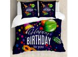 Abakuhaus Copripiumino Indigo, Nastri Con Palloncini, Antiacaro, Adatto A Chi Soffre Di Allergie, Con Federe, 200 Cm X 200 Cm - 80 X 80 Cm, Multicolore