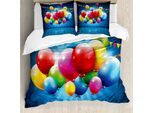 Copripiumino Abakuhaus Birthday, Palloncini Colorati Vibranti, Antiacaro, Adatto A Chi Soffre Di Allergie, Con Federe, 155 Cm X 220 Cm - 80 X 80 Cm, Multicolore
