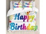 Abakuhaus Copripiumino Per Compleanno, Messaggio Di Compleanno, Antiacaro, Adatto A Chi Soffre Di Allergie, Con Federe, 155 Cm X 220 Cm - 80 X 80 Cm, Multicolore