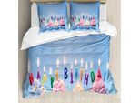 Abakuhaus Copripiumino Per Compleanno, Cupcake, Candeline, Antiacaro, Adatto A Chi Soffre Di Allergie, Con Federe, 200 Cm X 200 Cm - 80 X 80 Cm, Multicolore