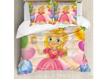 Copripiumino Abakuhaus, Tema Principessa Per Bambine, Antiacaro E Anallergico, Con Federe, 155 Cm X 220 Cm - 80 X 80 Cm, Multicolore