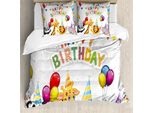 Abakuhaus Copripiumino Per Compleanno, Cartoon Animals-Party, Antiacaro, Adatto A Chi Soffre Di Allergie, Con Federe, 200 Cm X 200 Cm - 80 X 80 Cm, Multicolore