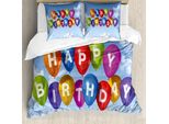 Abakuhaus Set Copripiumino Per Letto Matrimoniale, Lettere Palloncino, Antiacaro, Adatto A Chi Soffre Di Allergie, Con Federe, Multicolore