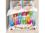 Abakuhaus Copripiumino Per Festa Di Compleanno, Torta Candeline Cuori, Antiacaro, Adatto A Chi Soffre Di Allergie, Con Federe, 200 Cm X 200 Cm - 80 X 80 Cm, Multicolore
