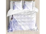 Abakuhaus Bridal Shower Copripiumino, Matrimonio Astratto, Antiacaro, Adatto A Chi Soffre Di Allergie, Con Federe, 155 Cm X 220 Cm - 80 X 80 Cm, Viola, Blu E Bianco