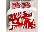Abakuhaus Copripiumino Famiglia, Famiglia Amore Cuore, Antiacaro Adatto A Chi Soffre Di Allergie Con Federe, 200 Cm X 200 Cm - 80 X 80 Cm, Arancione Bianco