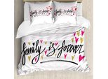 Abakuhaus Copripiumino Famiglia, La Famiglia è Per Sempre, Antiacaro Adatto A Chi Soffre Di Allergie Con Federe, 200 Cm X 200 Cm - 80 X 80 Cm, Pale Coffee Hot Pink