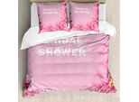 Abakuhaus Bridal Shower Copripiumino, Petali Di Fiori Astratti A Pois, Antiacaro E Anallergico Con Federe, 155 Cm X 220 Cm - 80 X 80 Cm, Rosa E Rosa Chiaro