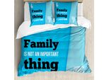 Abakuhaus Copripiumino Famiglia, Famiglia Writing, Antiacaro, Adatto A Chi Soffre Di Allergie, Con Federe, 155 Cm X 220 Cm - 80 X 80 Cm, Turchese-Blu-Nero