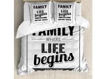 Abakuhaus Copripiumino Famiglia, Frase Motivazionale Famiglia, Antiacaro, Adatto A Chi Soffre Di Allergie, Con Federe, 155 Cm X 220 Cm - 80 X 80 Cm, Nero, Grigio, Grigio