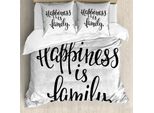 Abakuhaus Copripiumino Per Tutta La Famiglia, Frase Di Buon Auspicio, Antiacaro, Adatto A Chi Soffre Di Allergie, Con Federe, 155 Cm X 220 Cm - 80 X 80 Cm, Grigio Nero