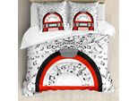 Abakuhaus Copripiumino Music Box, Antica Radio Vintage, Antiacaro, Adatto A Chi Soffre Di Allergie, Con Federe, 155 Cm X 220 Cm - 80 X 80 Cm, Bianco, Nero, Rosso