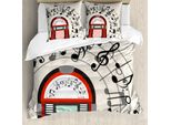 Abakuhaus Copripiumino Music Box, Antique Red Old Music Box, Antiacaro E Anallergico, Con Federe, 155 Cm X 220 Cm - 80 X 80 Cm, Rosso, Nero, Grigio