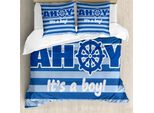 Abakuhaus Ahoi Sein Ein Boy Copripiumino, Neonato, Antiacaro, Adatto A Chi Soffre Di Allergie, Con Federe, 155 Cm X 220 Cm - 80 X 80 Cm, Azzurro Blu Bianco