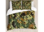 Abakuhaus Copripiumino Mimetico, Motivo Classico Tedesco, Antiacaro, Adatto A Chi Soffre Di Allergie, Con Federe, 155 Cm X 220 Cm - 80 X 80 Cm, Verde Marrone Verde Scuro