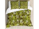 Abakuhaus Copripiumino Camo, Design Scary Concept, Antiacaro, Adatto A Chi Soffre Di Allergie, Con Federe, 200 Cm X 200 Cm - 80 X 80 Cm, Verde Chiaro, Verde Chiaro, Beige
