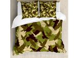 Abakuhaus Set Copripiumino Adler Per Letti Matrimoniali, Ali Aperte, Mimetico, Antiacaro, Adatto A Chi Soffre Di Allergie, Con Federe, Marrone Scuro, Verde Militare, Crema