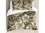 Abakuhaus Copripiumino Camo, Aloha Giungla Tropicale, Antiacaro Adatto A Chi Soffre Di Allergie Con Federe, 155 Cm X 220 Cm - 80 X 80 Cm, Marrone Scuro Rosa Baby