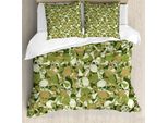 Abakuhaus Set Copripiumino Per Letti Matrimoniali, Sketchy Spuk Camouflage, Antiacaro, Adatto A Chi Soffre Di Allergie, Con Federe, Verde Chiaro, Marrone Chiaro, Verde