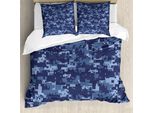 Abakuhaus Copripiumino Camo, Effetto Stile Grunge Camouflage, Antiacaro, Adatto A Chi Soffre Di Allergie, Con Federe, 200 Cm X 200 Cm - 80 X 80 Cm, Azzurro E Blu Scuro