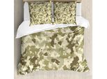 Abakuhaus Set Copripiumino Retrò Per Letti Matrimoniali, Tema Mimetico-Sopravvivenza, Antiacaro, Adatto A Chi Soffre Di Allergie, Con Federe, Verde Chiaro, Verde Militare, Crema