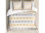 Abakuhaus Copripiumino Grigio E Giallo, Modern Bohem Flower, Antiacaro E Anallergico, Con Federe, 155 Cm X 220 Cm - 80 X 80 Cm, Albicocca, Grigio E Bianco