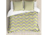 Abakuhaus Copripiumino Grigio E Giallo, Zig Zag Giallo E Grigio, Antiacaro E Anallergico Con Federe, 155 Cm X 220 Cm - 80 X 80 Cm, Grigio Chiaro E Senape