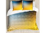 Abakuhaus Set Copripiumino Giallo E Blu Per Letti Matrimoniali, Frattale Poligonale, Antiacaro Adatto A Chi Soffre Di Allergie Con Federe, Calendula Blu-Grigia