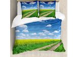 Abakuhaus Copripiumino Giallo E Blu, Campo Di Colza, Antiacaro, Adatto A Chi Soffre Di Allergie, Con Federe, 200 Cm X 200 Cm - 80 X 80 Cm, Verde, Blu, Bianco