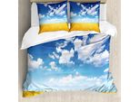 Abakuhaus Copripiumino Giallo E Blu, Campo Di Grano Estate, Antiacaro, Adatto A Chi Soffre Di Allergie, Con Federe, 155 Cm X 220 Cm - 80 X 80 Cm, Terra Giallo Blu Bianco
