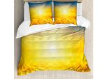 Abakuhaus Copripiumino Giallo E Blu, Raccolto Di Grano, Antiacaro, Adatto A Chi Soffre Di Allergie, Con Federe, 155 Cm X 220 Cm - 80 X 80 Cm, Terra Giallo Petrolio Blu