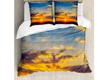 Abakuhaus Copripiumino Giallo E Blu, Tramonto Spettacolare, Antiacaro, Adatto A Chi Soffre Di Allergie, Con Federe, 155 Cm X 220 Cm - 80 X 80 Cm, Arancione Blu