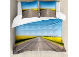 Abakuhaus Copripiumino Giallo E Blu, Sunflowers StraßE, Antiacaro, Adatto A Chi Soffre Di Allergie, Con Federe, 200 Cm X 200 Cm - 80 X 80 Cm, Grigio Azzurro Cielo