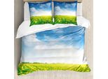 Abakuhaus Copripiumino Giallo E Blu, Campo Prato, Antiacaro, Adatto A Chi Soffre Di Allergie, Con Federe, 155 Cm X 220 Cm - 80 X 80 Cm, Verde, Blu, Giallo