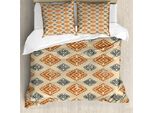 Abakuhaus Zambia Copripiumino, Stile Folk Retrò, Antiacaro, Adatto A Chi Soffre Di Allergie, Con Federe, 155 Cm X 220 Cm - 80 X 80 Cm, Sabbia Arancione Blu Scuro