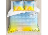 Abakuhaus Copripiumino Giallo E Blu, Motivo Autunnale, Antiacaro, Adatto A Chi Soffre Di Allergie, Con Federe, 155 Cm X 220 Cm - 80 X 80 Cm, Marigold Azzurro Pallido