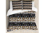 Abakuhaus Zambia Copripiumino, Motivo Ghepardo, Antiacaro, Adatto A Chi Soffre Di Allergie, Con Federe, 155 Cm X 220 Cm - 80 X 80 Cm, Marrone Scuro Arancione Bianco
