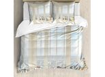 Abakuhaus Copripiumino Moderno, Bianco Moderno, Antiacaro Adatto A Chi Soffre Di Allergie Con Federe, 200 Cm X 200 Cm - 80 X 80 Cm, Bianco Azzurro