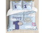 Abakuhaus Set Copripiumino Per Letto Matrimoniale, Elefante Nel Cielo, Antiacaro, Adatto A Chi Soffre Di Allergie, Con Federe, Blu Grigio E