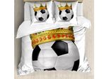 Abakuhaus KöNig Copripiumino, Calcio Con Corona, Antiacaro, Adatto A Chi Soffre Di Allergie, Con Federe, 155 Cm X 220 Cm - 80 X 80 Cm, Multicolore