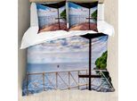Abakuhaus Copripiumino Moderno, Trinidad Tobago Island, Antiacaro, Adatto A Chi Soffre Di Allergie, Con Federe, 155 Cm X 220 Cm - 80 X 80 Cm, Multicolore