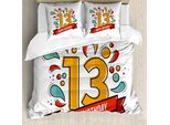 Abakuhaus Set Copripiumino Moderno Per Letti Matrimoniali, Linea Dreizehn Jahr, Antiacaro, Adatto A Chi Soffre Di Allergie, Con Federe, Multicolore