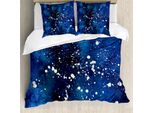Abakuhaus Copripiumino Indigo, Tema Artistico Grunge, Antiacaro, Adatto A Chi Soffre Di Allergie, Con Federe, 200 Cm X 200 Cm - 80 X 80 Cm, Blu Chiaro Blu Scuro