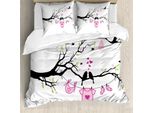 Abakuhaus Copripiumino, Neonata Amore, Antiacaro, Adatto A Chi Soffre Di Allergie, Con Federe, 155 Cm X 220 Cm - 80 X 80 Cm, Rosa Lime Nero