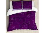 Abakuhaus Romantico Copripiumino, Indigo Purple Hearts, Antiacaro, Adatto A Chi Soffre Di Allergie, Con Federe, 200 Cm X 200 Cm - 80 X 80 Cm, Viola Melanzana