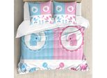 Abakuhaus Copripiumino Unisex, Neonati Maschi E Femmine, Antiacaro, Adatto A Chi Soffre Di Allergie, Con Federe, 155 Cm X 220 Cm - 80 X 80 Cm, Rosa Pallido E Blu