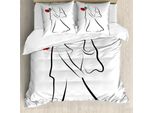 Abakuhaus Copripiumino Matrimoniale, Silhouette Di Coppia, Antiacaro, Adatto A Chi Soffre Di Allergie, Con Federe, 155 Cm X 220 Cm - 80 X 80 Cm, Nero Vermiglio